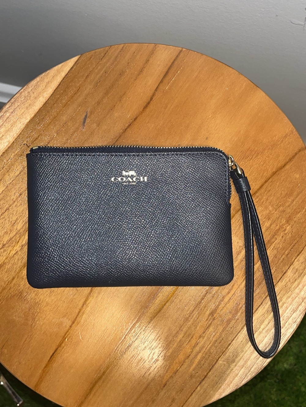 Coach Mini Wristlet Navy blue with Gold Hardware